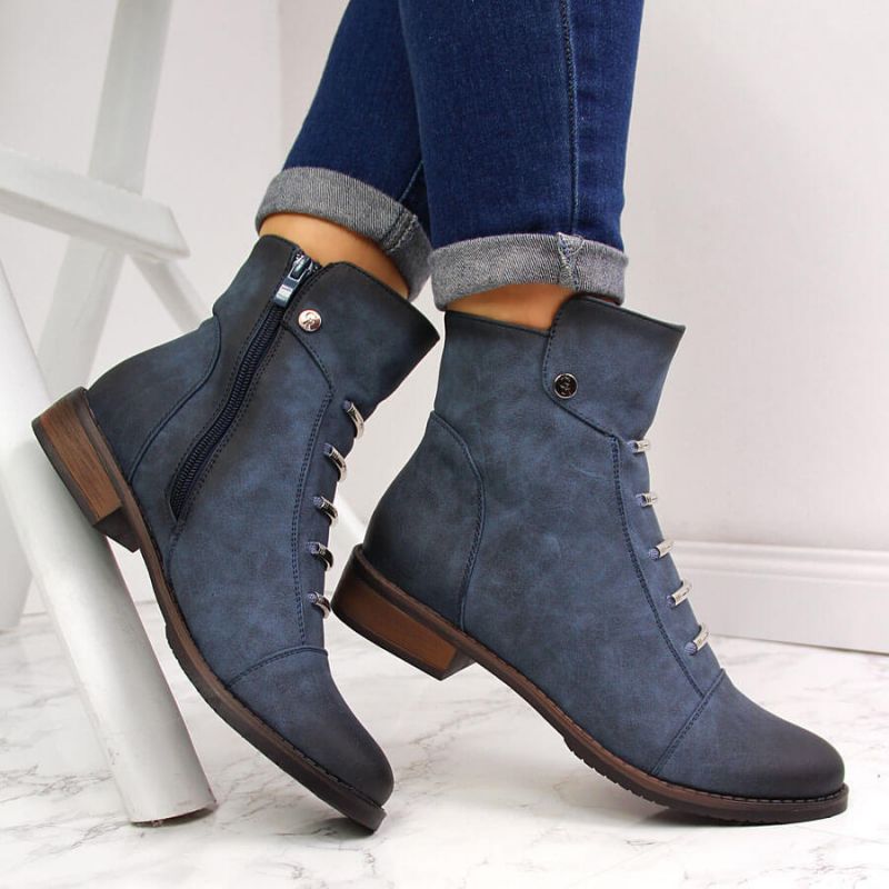 7. Women's ankle boots with decorations, insulated, blue, Jezzi