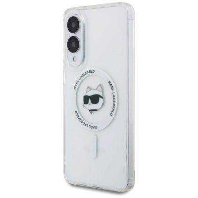 2. Karl Lagerfeld Button Choupette Head Printed Logo MagSafe Case for Samsung Galaxy S25 Edge - White