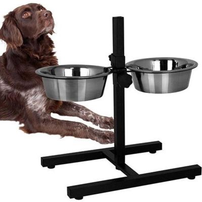 17. DOG AND CAT BOWL STAINLESS STEEL ON STAND 1.8L 2 PCS