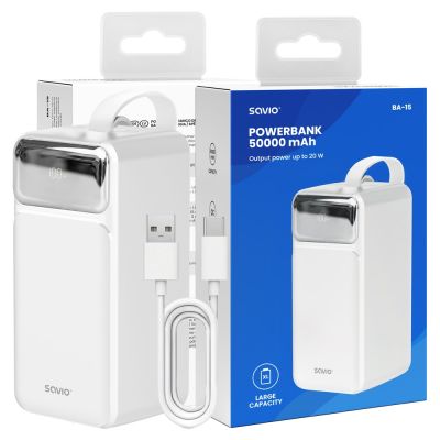 2. Power bank SAVIO BA-15 50000 mAh, white