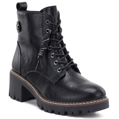Women’s black leather block-heel ankle boots M.Daszyński OL77-3