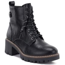 Women’s black leather block-heel ankle boots M.Daszyński OL77-3