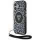 Guess HC IML Leopard Triangle Cord Strap MagSafe case for iPhone 16 - black