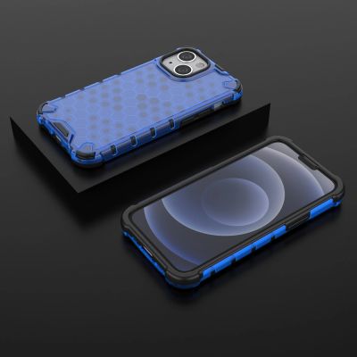13. Honeycomb Case armor cover with TPU Bumper for iPhone 13 mini blue