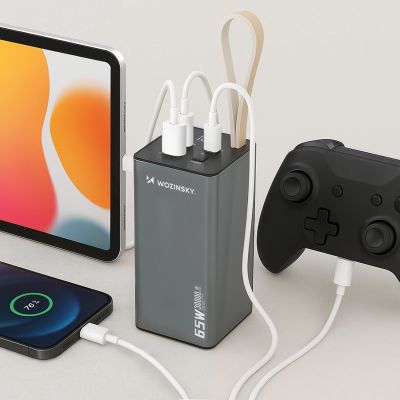 6. Powerbank Wozinsky K65+ 65W 30000mAh 2x USB-C, 1x USB-A 65W - gray