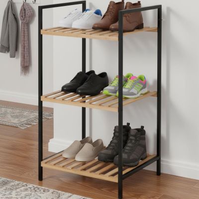 9. SHELF SHOE RACK 3 LEVELS 38x32.5x70CM BAMBOO EXCELLENT HOUSEWARE