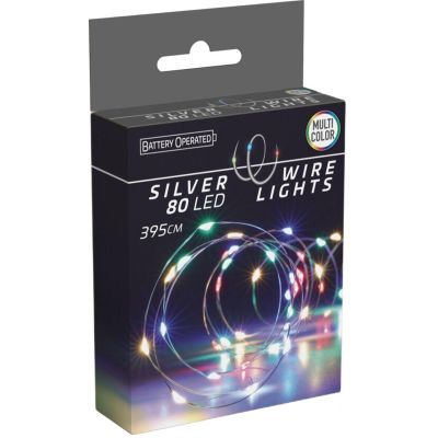 12. BATTERY-OPERATED WIRE LAMPS GARLAND 80 LED MULTICOLOR