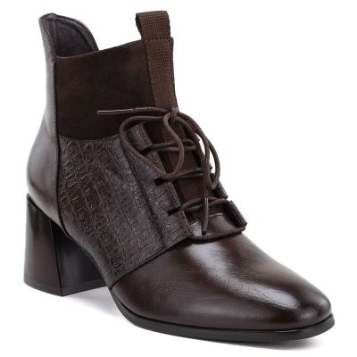 6. Women's insulated high-heeled ankle boots, brown, Vinceza 58670