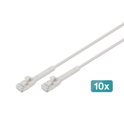 Digitus CAT 6A F-FTP Right Angle Patch Cable, Copper, 0.5m, Gray, 10 pcs.