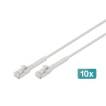 Digitus CAT 6A F-FTP Right Angle Patch Cable, Copper, 0.5m, Gray, 10 pcs.