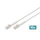 Digitus CAT 6A F-FTP Right Angle Patch Cable, Copper, 0.5m, Gray, 10 pcs.