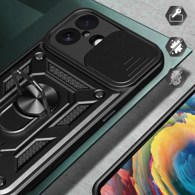 4. Hybrid Armor Camshield iPhone 17 Case with Stand and Camera Cover - Black