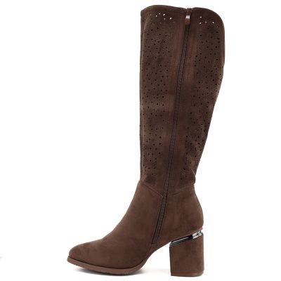 3. Women's openwork brown high-heeled boots S.Barski HY62-8122
