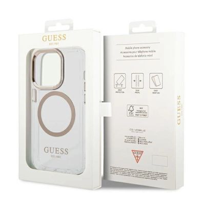 8. Guess GUHMP14LHTRMD iPhone 14 Pro 6.1 "gold / gold hard case Metal Outline Magsafe