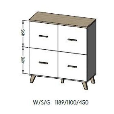 3. Chest of drawers LOTTA 110 4D wotan + matt black