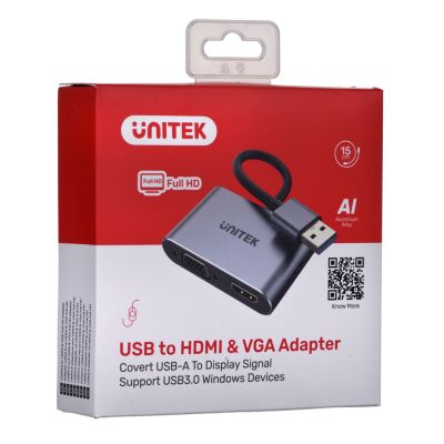 3. UNITEK ADAPTER USB-A - HDMI & VGA, FULLHD, M/F