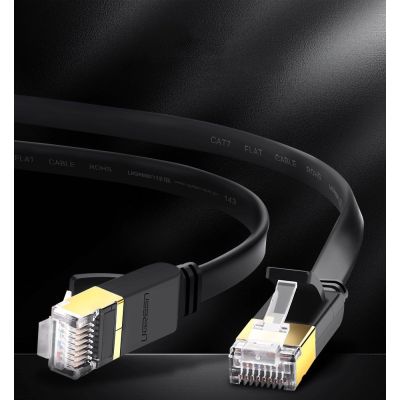 4. Ugreen Flat Cable Internet Network Cable Ethernet Patchcord RJ45 Cat 7 STP LAN 10 Gbps 3m Black (NW106 11262)