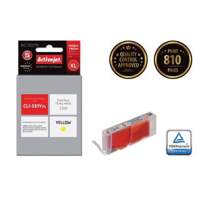 2. Activejet ACC-551YN Ink (Canon CLI-551Y replacement; Supreme; 15 ml; yellow)