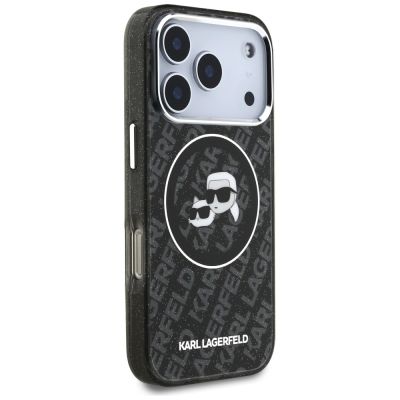 4. Karl Lagerfeld IML Glitter Karl&Choupette Heads Logo MagSafe Case for iPhone 17 Pro - Black
