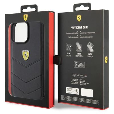 8. Ferrari Quilted Metal Logo case for iPhone 15 Pro Max - black