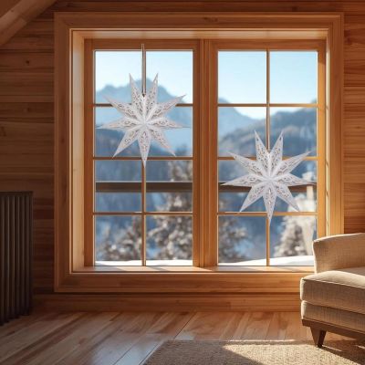 6. PAPER DECORATION STAR 45CM 9 ARMS WHITE