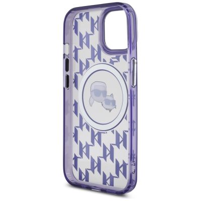 7. Karl Lagerfeld IML Monogram Karl & Choupette Head MagSafe iPhone 15 Case - Purple