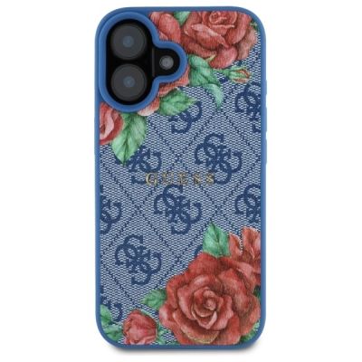 3. Guess GUHMP16SP4ROPEMCB iPhone 16 6.1" blue/blue hardcase 4G Flowers Print MagSafe