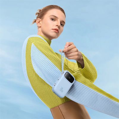 8. Baseus QPow 2 30W 10000mAh Power Bank with Built-in USB-C Cables - Blue