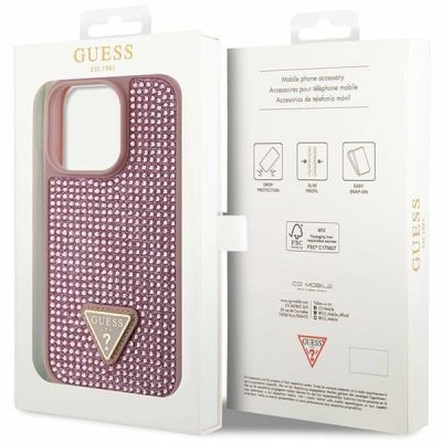 8. Guess GUHCP14LHDGTPP iPhone 14 Pro 6.1" pink/pink hardcase Rhinestone Triangle