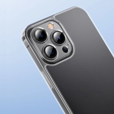11. Baseus Frosted Glass Case Cover for iPhone 13 Pro Max Hard Cover with Gel Frame Transparent (ARWS000202)