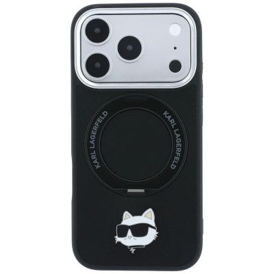3. Karl Lagerfeld with Ring Stand 360 Choupette Head Pin MagSafe Case for iPhone 18 Pro Max / 17 Pro Max - Black