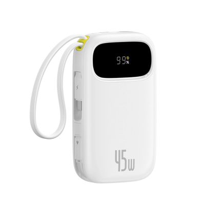 2. Baseus EnerFill FC31 20000mAh 45W Power Bank with Digital Display with 2 Built-in USB-C Cables - White