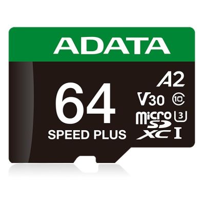 19. ADATA Speed Plus MicroSDXC 64 GB Class 3 UHS-I/U3 A2 V30