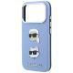6. Karl Lagerfeld Saffiano with Karl & Choupette Heads Pins & Logo case for iPhone 18 Pro / 17 Pro - light blue