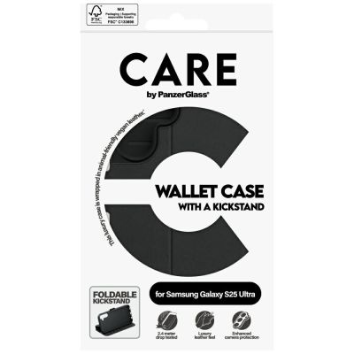 5. CARE by PanzerGlass Feature Wallet Kickstand Case for Samsung Galaxy S25 Ultra - Black