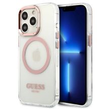 Guess Metal Outline MagSafe Case for iPhone 13 Pro / iPhone 13 - Pink