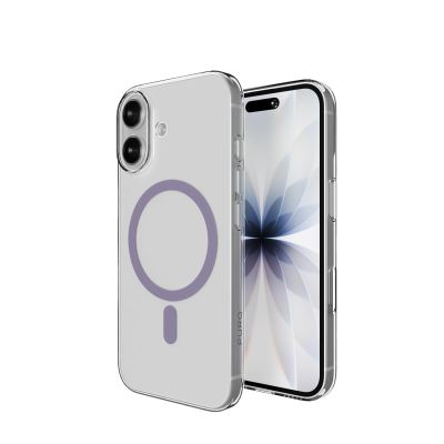 4. Puro Lite Mag TPU+PC Case Compatible with MagSafe for iPhone 17 - Transparent with Pink Ring