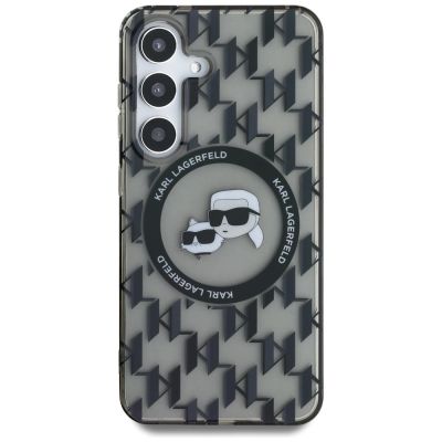 3. Case Karl Lagerfeld Button Karl&Choupette Heads On KL Pattern MagSafe Samsung Galaxy S25 black
