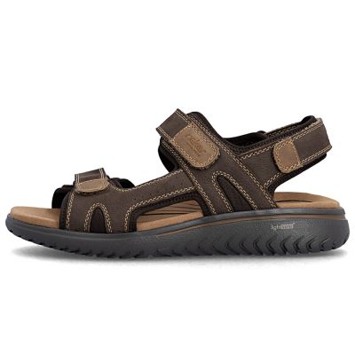 3. Men's brown leather sandals with Velcro Rieker 26450-26
