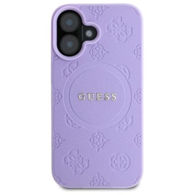 3. Guess Saffiano Peony Classic Logo MagSafena iPhone 16 Plus Case - Purple