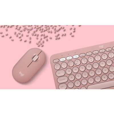 9. Logitech Pebble 2 Combo Keyboard Mouse Included Universal RF Wireless + Bluetooth QWERTY American International Pink