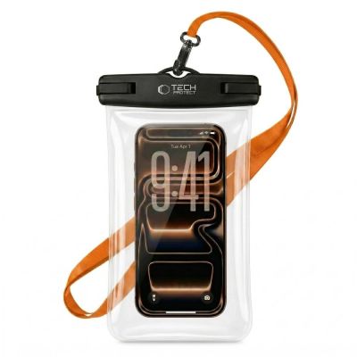 7. Tech-Protect Waterproof Case UWC7 waterproof for devices up to 6.9" - black and orange