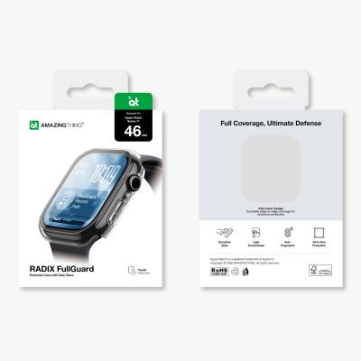 11. AmazingThing Radix Glass Screen Protector with Case for Apple Watch Series 11 46mm - Clear