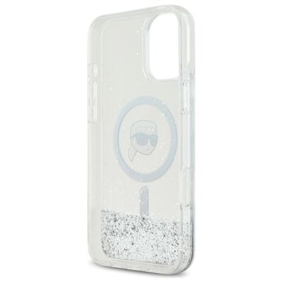 7. Karl Lagerfeld Liquid Glitter Karl Head Magsafe Case for iPhone 16 Plus - Clear