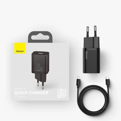 20. Baseus Super Si 1C fast charger USB Type C 20W Power Delivery + USB Type C - Lightning cable 1m black (TZCCSUP-B01)