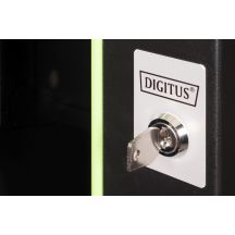 Unique 19" 12U wall-mounted network cabinet 600x450, glass door, black, undivided, assembled, 100kg
