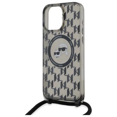 5. Karl Lagerfeld IML Crossbody Monogram Karl & Choupette Head MagSafe Case for iPhone 16 Pro - Black