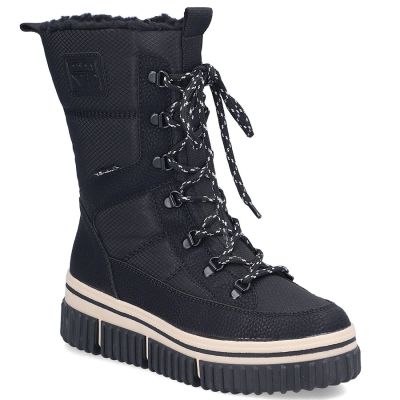 Water-resistant women’s snow boots with thick sole, black, Rieker Y6380-00