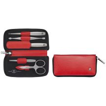 Zwilling Twinox Travel Set – Red Leather Case, 5 Pieces – Red
