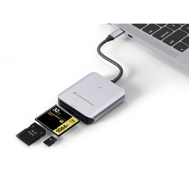 3. Conceptronic BIAN09G USB 3.2 Gen 2 Type-C Card Reader Gray